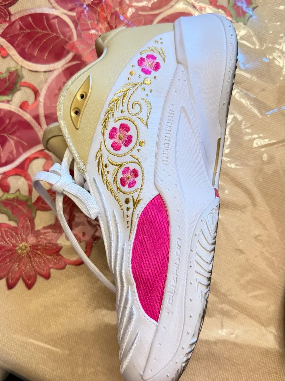 Jordan Luka 4 “El Matador” White / Gold / Pink Floral Basketball Shoes
